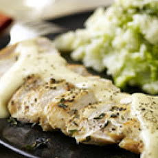 Quick Chicken with Gouda Gravy and Smashed Brocco-tatoes
