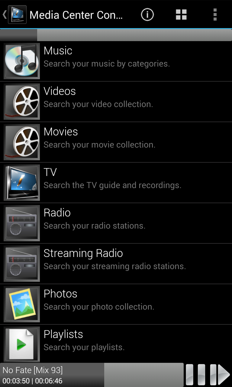 Android application Media Center Control screenshort