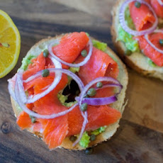 Bagels with Lox and Avocado Spread