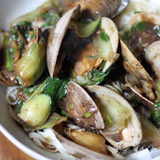 Clams with Black Bean Sauce, Bok Choy, and Noodles