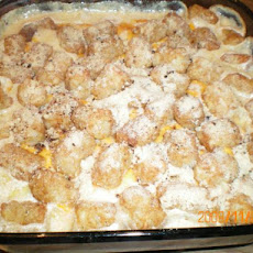 Cheesy Sausage Tater Tots - Topped Casserole