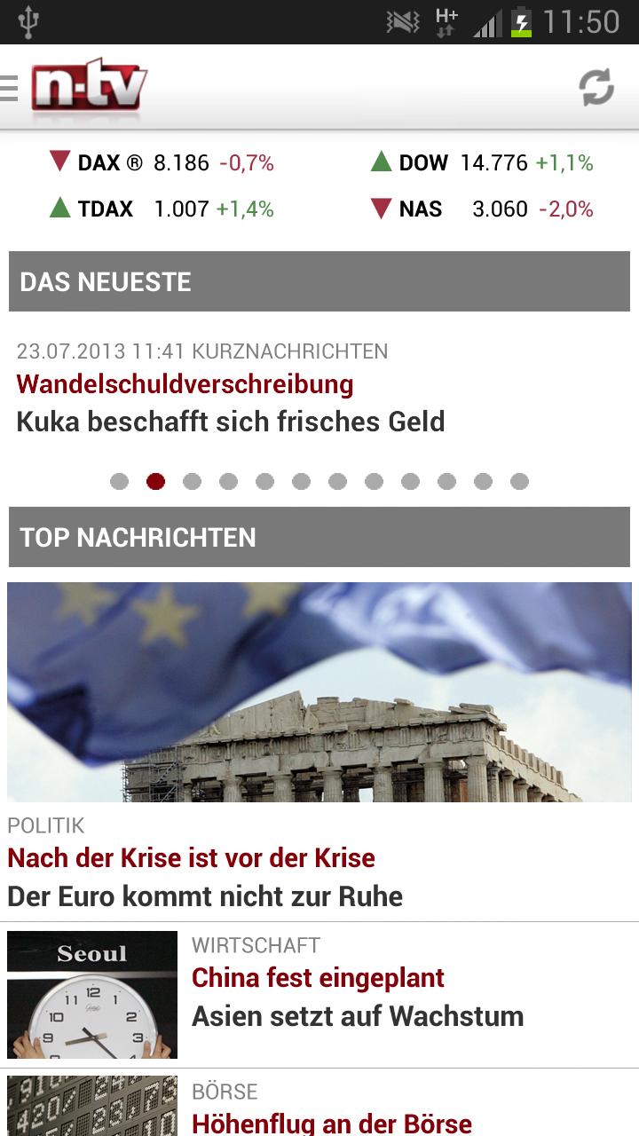Android application ntv Nachrichten screenshort