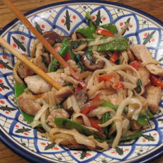 Pork, Choy Sum and Noodle Stir Fry
