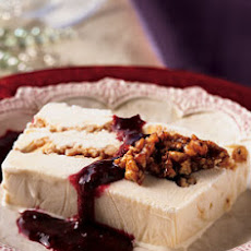 White Chocolate Praline Ice Cream Terrine with Blackberry-Raspberry Sauce
