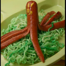 Octopus and Seaweed (Ramen Noodles and Hot Dogs)