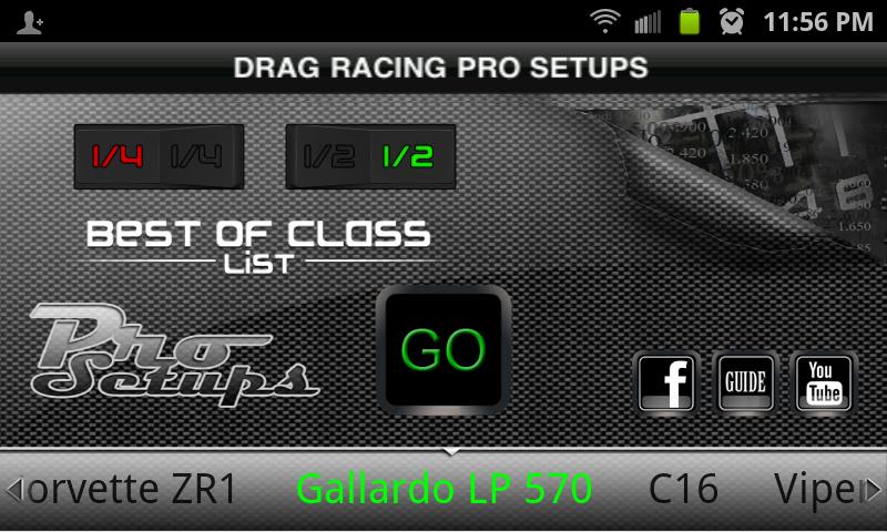 Android application Drag Racing Pro Setups screenshort