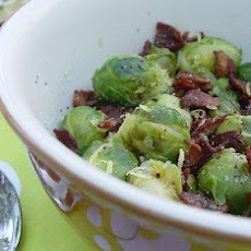 Lemon Infused Buttered Brussels Sprouts W/ Crisp Peppered Bacon