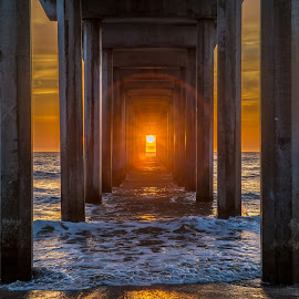 Corridor to the Sun by Evgeny Yorobe - Landscapes Sunsets & Sunrises ( water, san diego, sunset, pier, ocean )