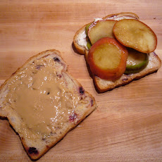 Toasted Tahini and Almond Butter Sandwich with Pears and Apples