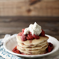 Pecan Wheat Pancakes with Maple Bourbon Strawberries