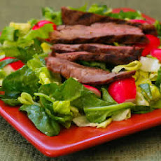 Leftover Steak Salad with Spinach, Radishes, and Gorgonzola Vinaigrette