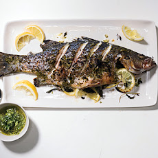 Whole Striped Bass with Lemon and Mint