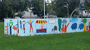 Kindertekeningen Op Een Muur In Het Park