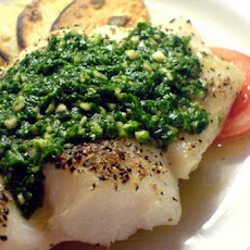 Broiled Arctic Char with Basil Sauce and Tomato