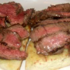 Steak Sandwich With Cheese on Garlic Bread