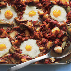 Eggs in Purgatory with Artichoke Hearts, Potatoes and Capers