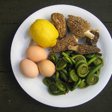 Fiddlehead and Morel Eggs Benedict