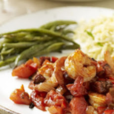Spicy Shrimp, Cheesy Orzo and Roasted Green Beans