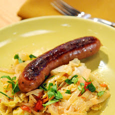 Beer-Braised Bratwurst with Cabbage