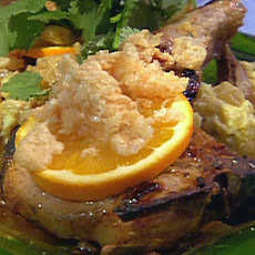Pork Chops and Mashed Plantains with Chicharrones