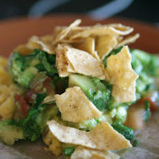 Taco-Style Scrambled Eggs with Guacamole and Corn Chips