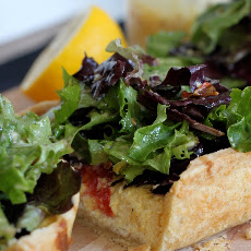 Parmesan tart with Caesar salad topping