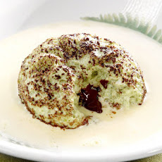 Pistachio Souffles with Soft Chocolate Centers