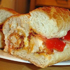 Hot Buffalo Chicken, Bacon, and Cheese Sandwich