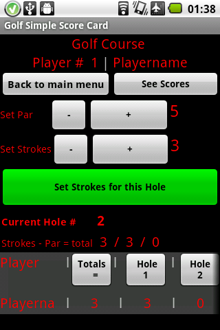 Golf Simple Score Card