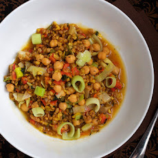 Wheatberry Paella; With Chickpeas & Leeks