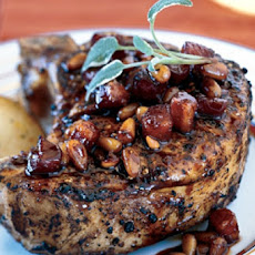 Braised Bacon, Pomegranate, and Pine Nut Relish