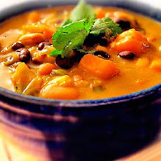 African Sweet Potato Soup Recipe with Peanut Butter, Black-eyed Peas and Beans