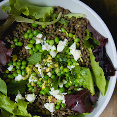 Lentil Salad with Fresh Peas, Pistachios, Mint & Sheep's Milk Feta