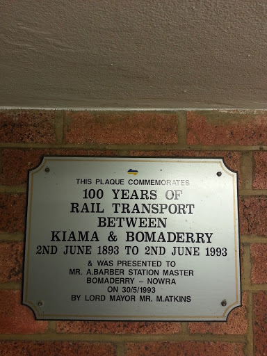 Bomaderry 100 Year Rail Transport Plaque