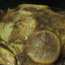 Spice-Rubbed Chicken with Garlic, Onions & Blood Oranges