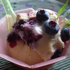 Corn Ice Cream with a Blueberry-Tarragon Jam Swirl