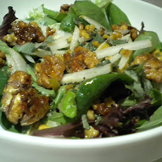 Asian Pear Salad with Honeyed Walnuts and a Sage and Walnut Dressing