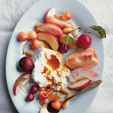 Stone Fruits with Honey-Drizzled Soft Cheeses and Toasted Almonds