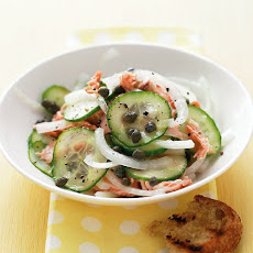 Onion and Cucumber Salad with Salmon