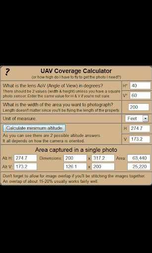 UAV Photo Coverage Calculator