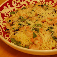 Capellini with Shrimp, Drunken Cherries and Basil
