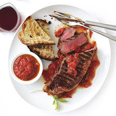 Grilled New York Steaks with San Marzano Sauce
