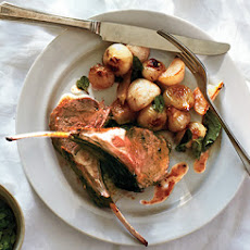 Rack of Lamb with Baby Turnips and Mint Salsa Verde