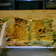 Spinach, Pine Nut, Feta Stuffed Focaccia W. Basil-Arugula Pesto