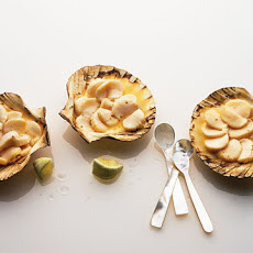 Sliced Broiled Scallops on the Half Shell with Beurre Blanc