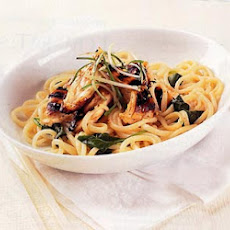 Chilled Udon with Sweet-and-Spicy Chicken and Spinach