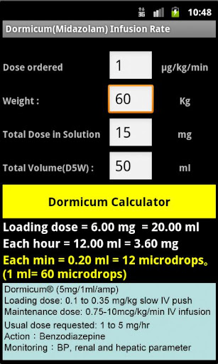Dormicum Infusion Rate