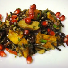 Wild Rice Salad with Roasted Butternut Squash, Roasted Chestnuts and Pomegranate Seeds