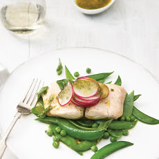 Steamed Cod and Mixed Green Peas with Basil Vinaigrette