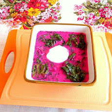 Summer Young Beets and Green Tops Borscht